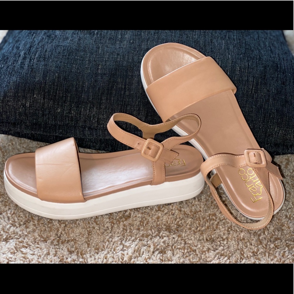 Beige platform sandals